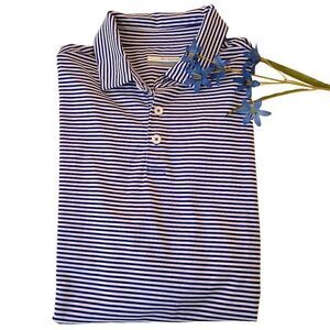 Columbia Golf Mens Blue and White Stripe Golf Polo Shirt Size Large